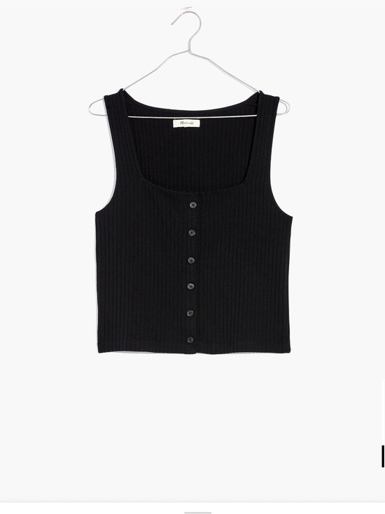 Madewell Tops - Madewell Black Ribbed Button-Front Tank